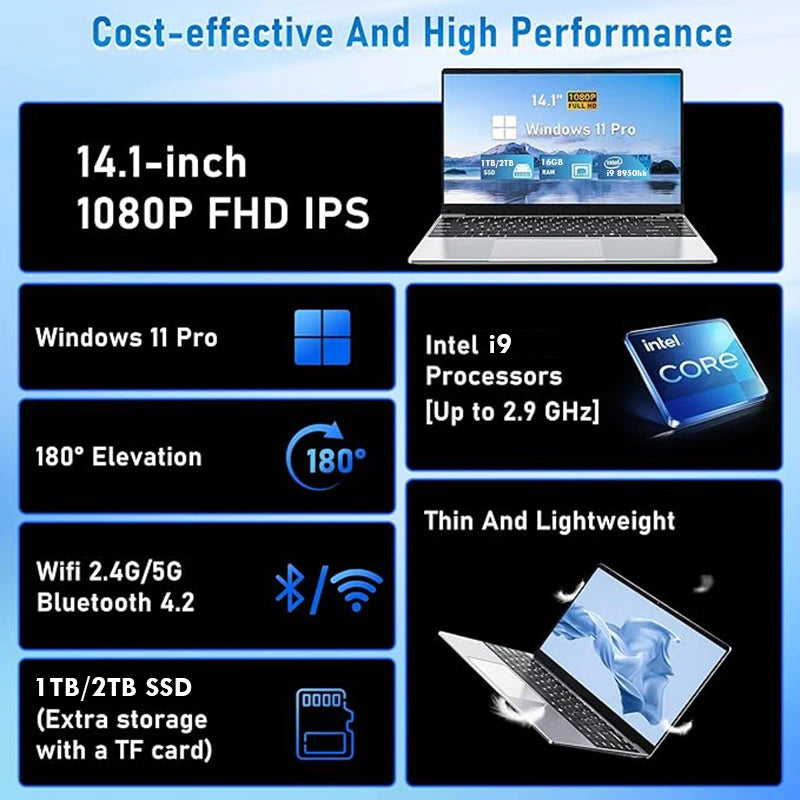 14.1 Inch Portable Laptop with Intel Core i9 and 1TB SSD