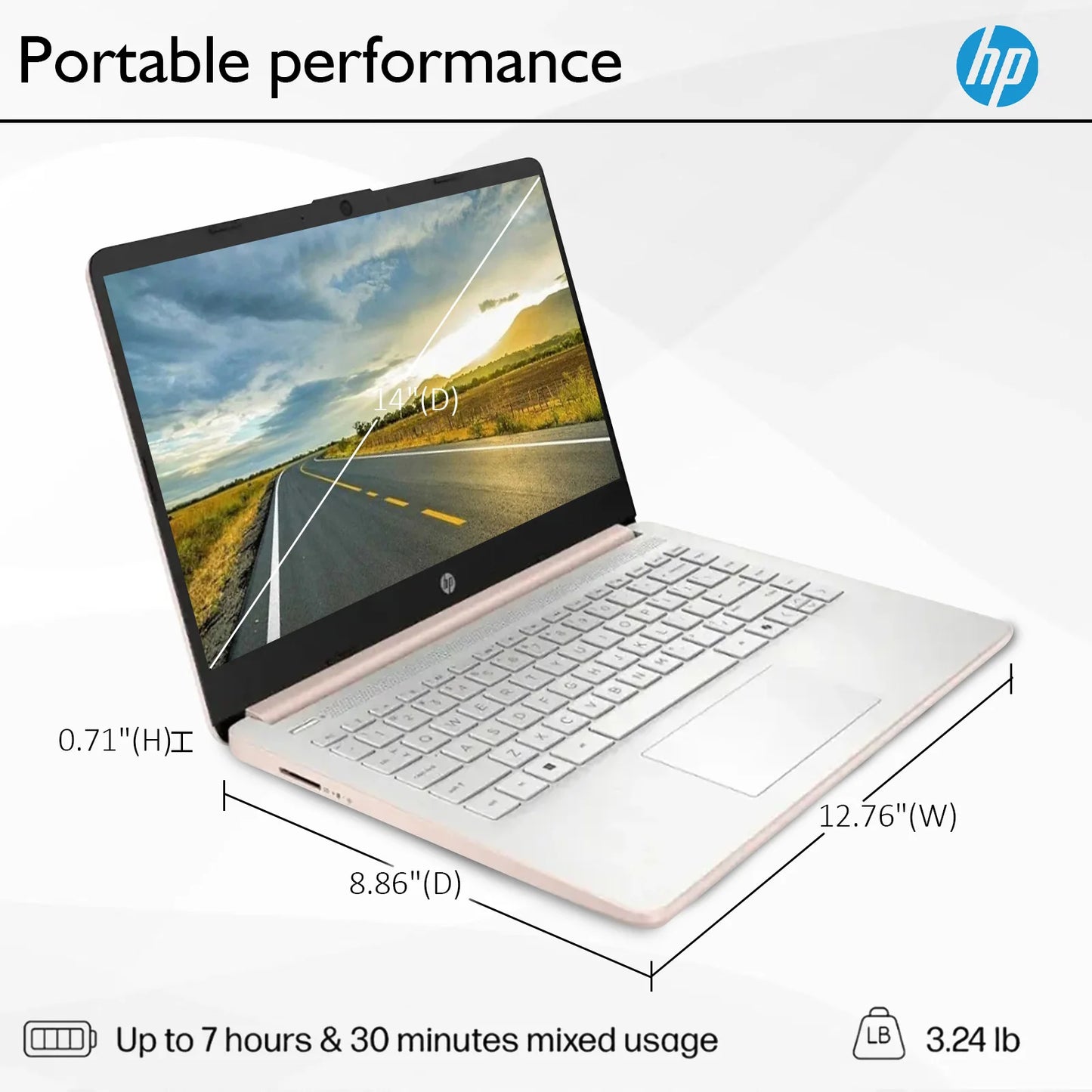 HP 14 Inch Laptop with 16GB RAM and 384GB Storage