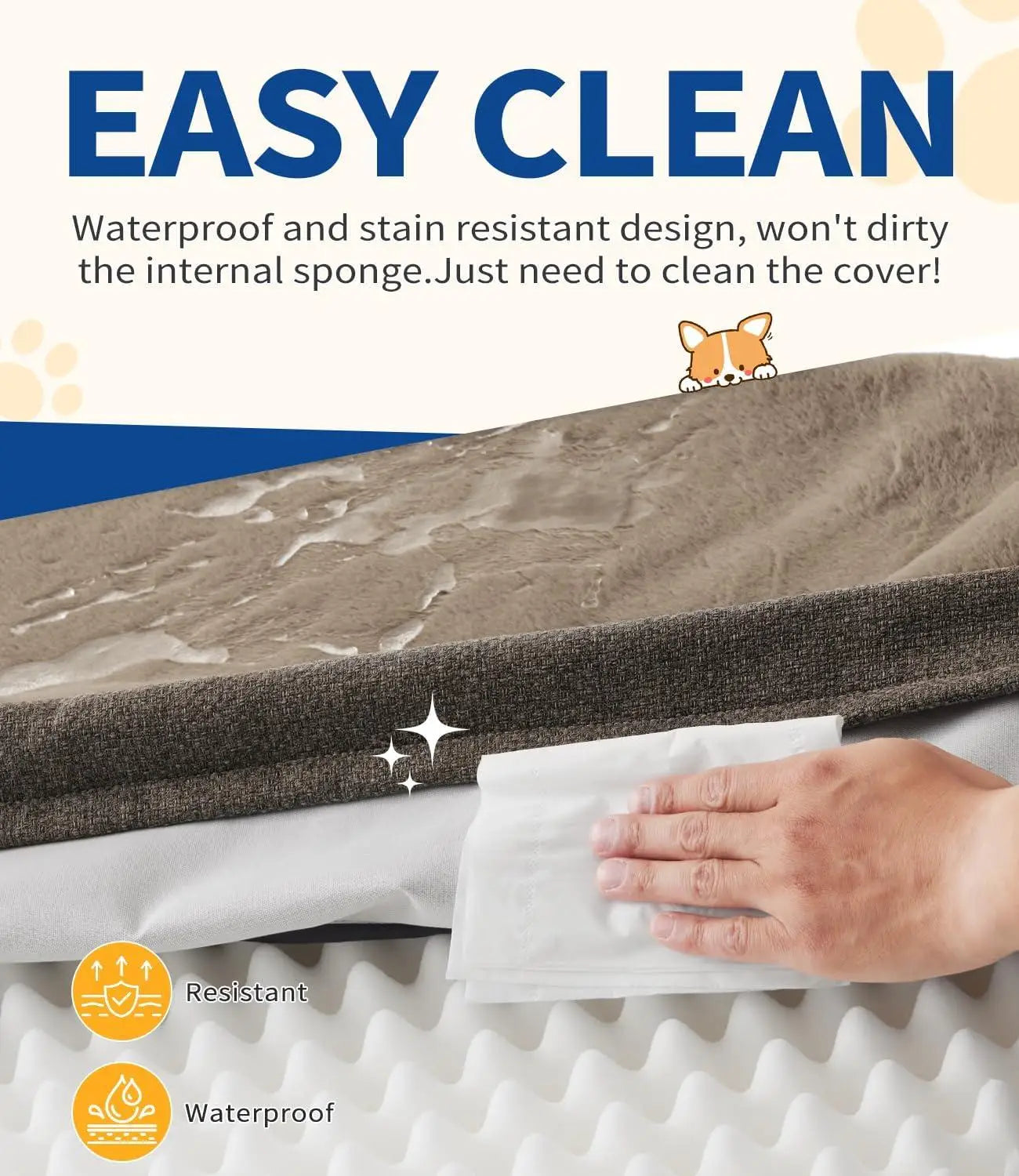 Large Orthopedic Dog Sofa with Washable Cover and Waterproof Lining