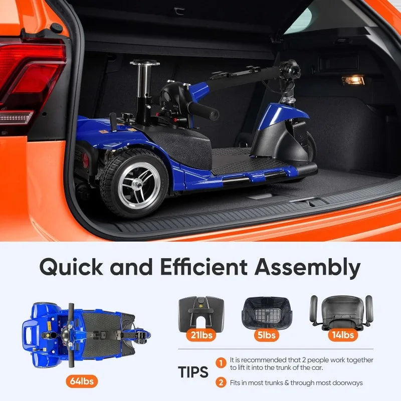 Folding Electric Wheelchair for Travel with Long Range Battery