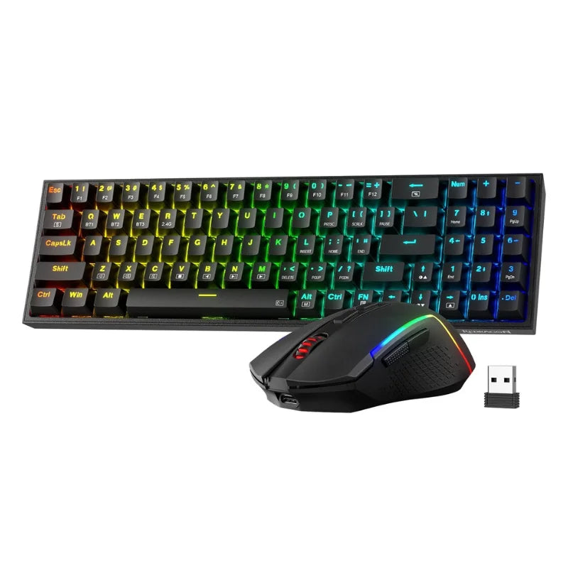 Redragon BS136 Gaming Keyboard and Mouse Combo with RGB Lighting and Wireless Convenience