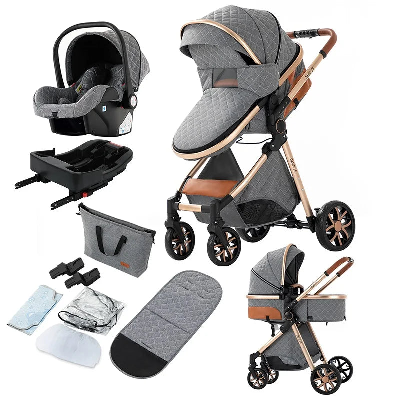 Baby Stroller 3 in 1 with Isofix Car Seat for Newborns