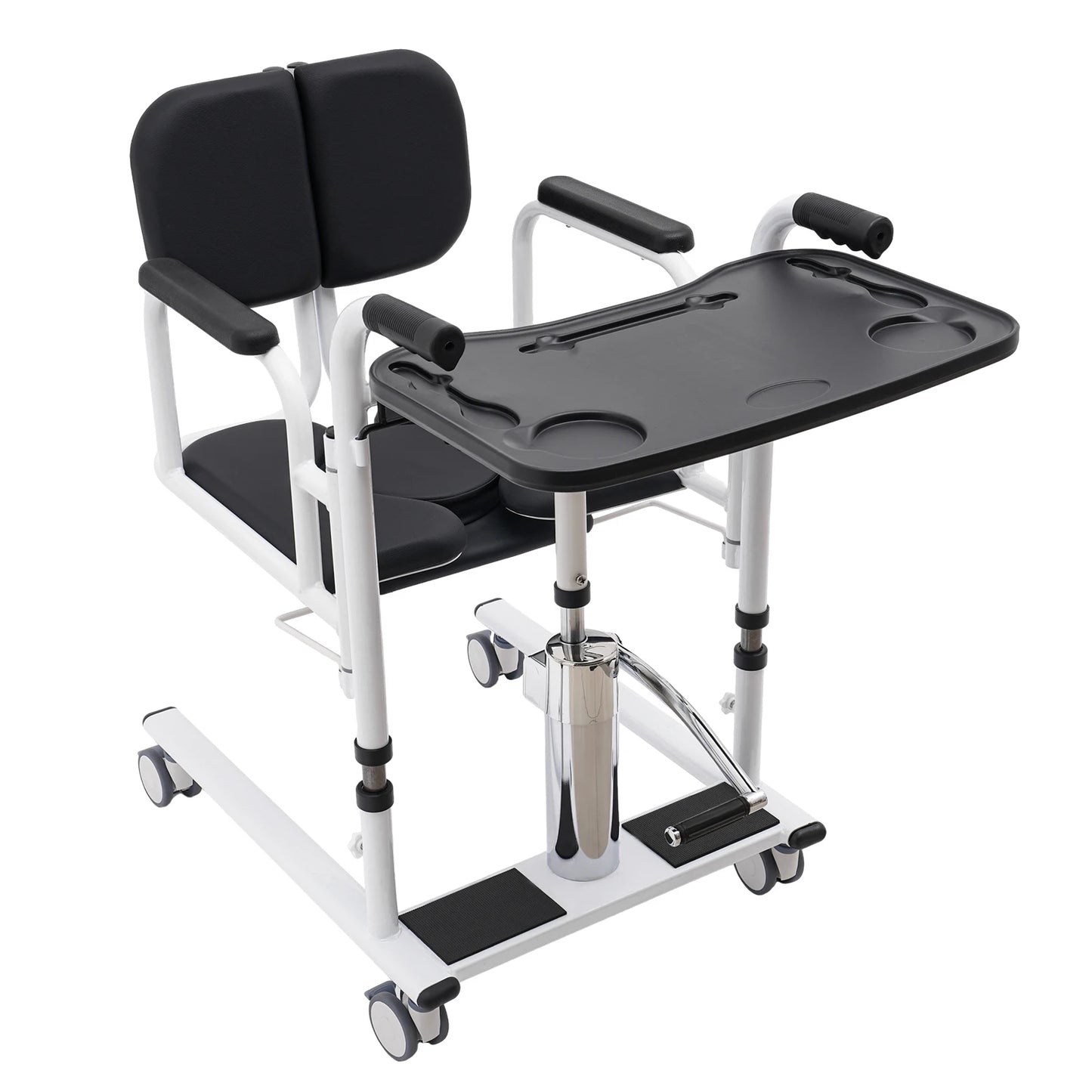 Adjustable Patient Lift Transfer Chair With 180 Degree Split Seat