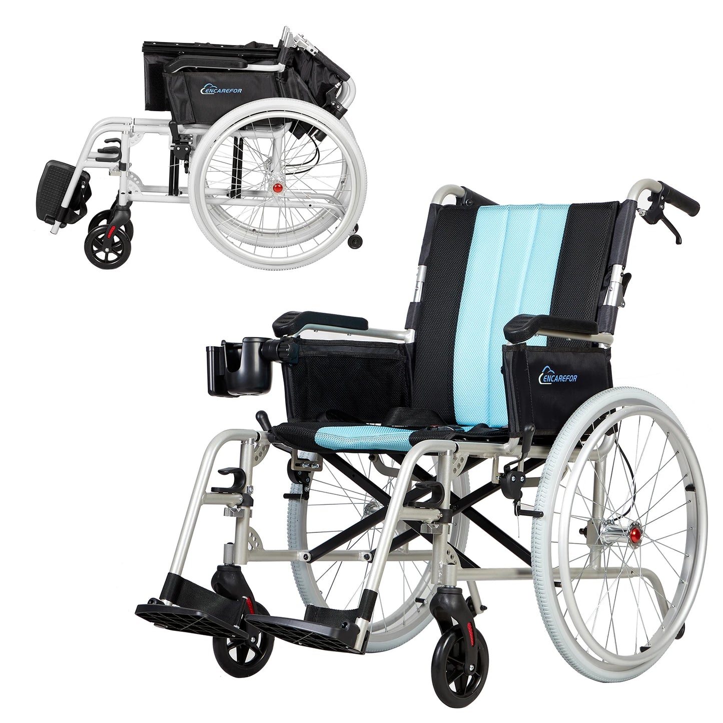 Ultra Lightweight 5.8KG Foldable Wheelchair with 20 Inch Wide Seat