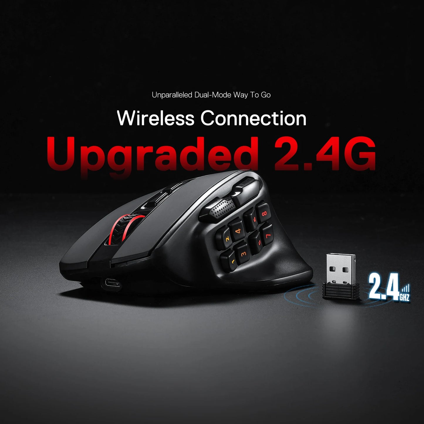 Redragon M811 Pro Wireless Gaming Mouse With 15 Programmable RGB Buttons