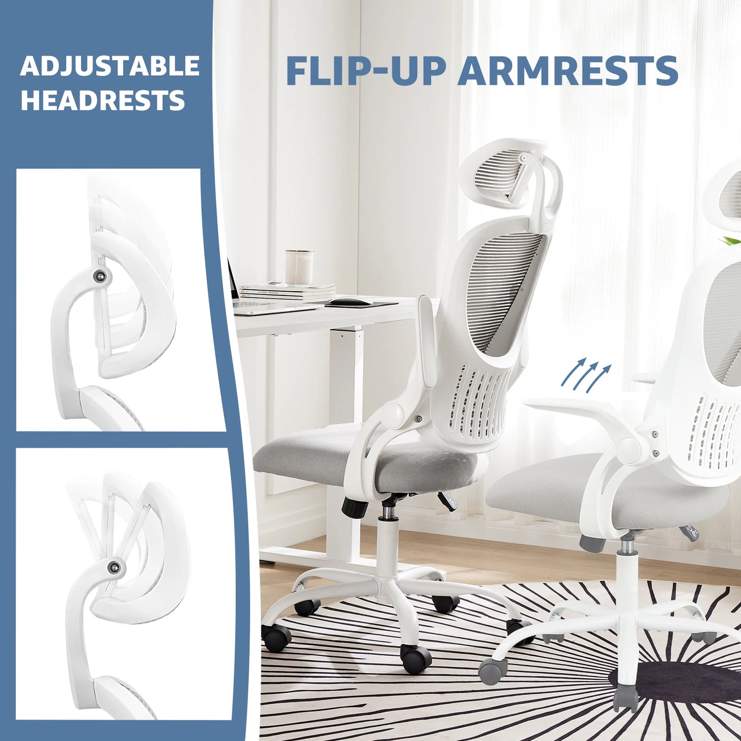 Ergonomic Office Desk Chair with Adjustable Headrest and Lumbar Support
