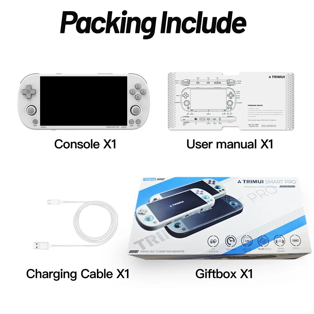Trimui Smart Pro Handheld Game Console 4.95 Inch IPS Screen Retro Gaming Player
