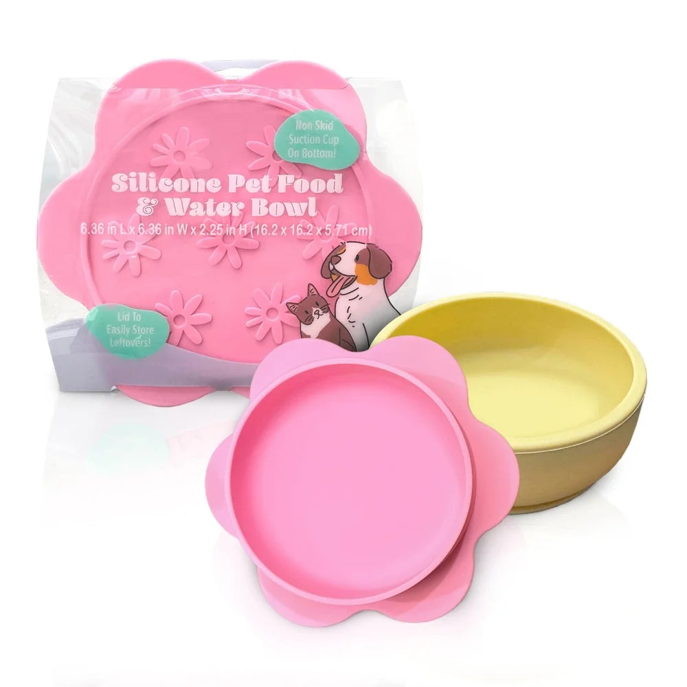 Flower-Shaped Silicone Pet Bowl With Non-Slip Base