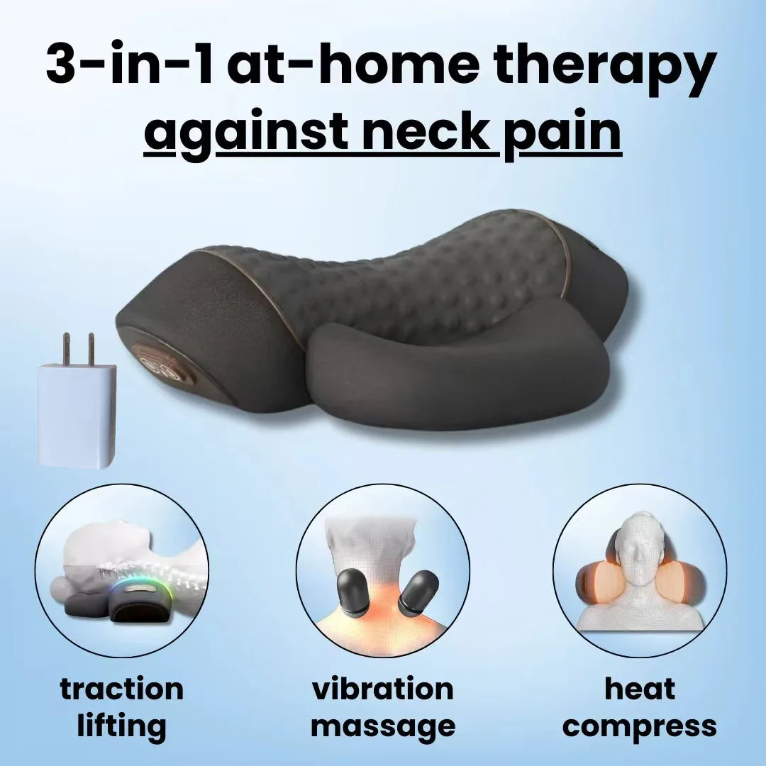3-in-1 Neck Massager with Hot Compress and Spine Support Pillow