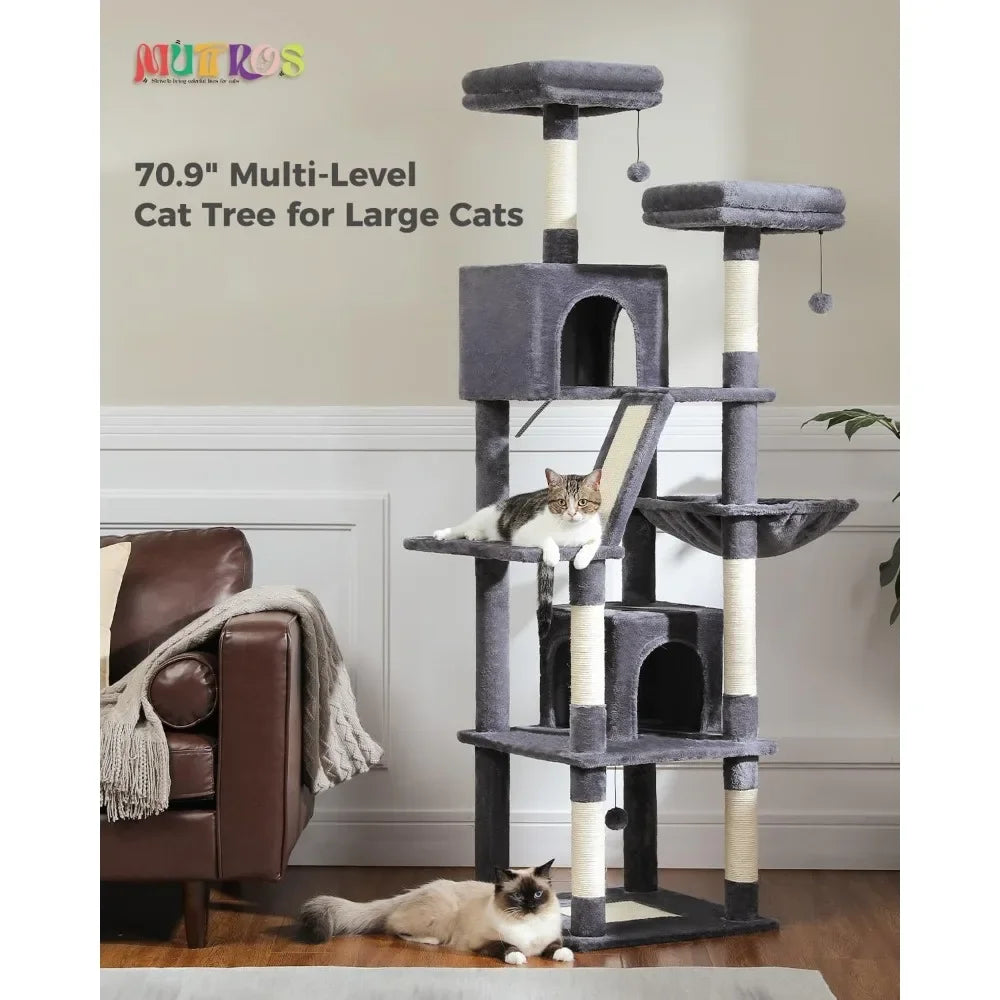 Multi-Level Cat Tree Tower with 6 Scratching Posts and Cozy Condos