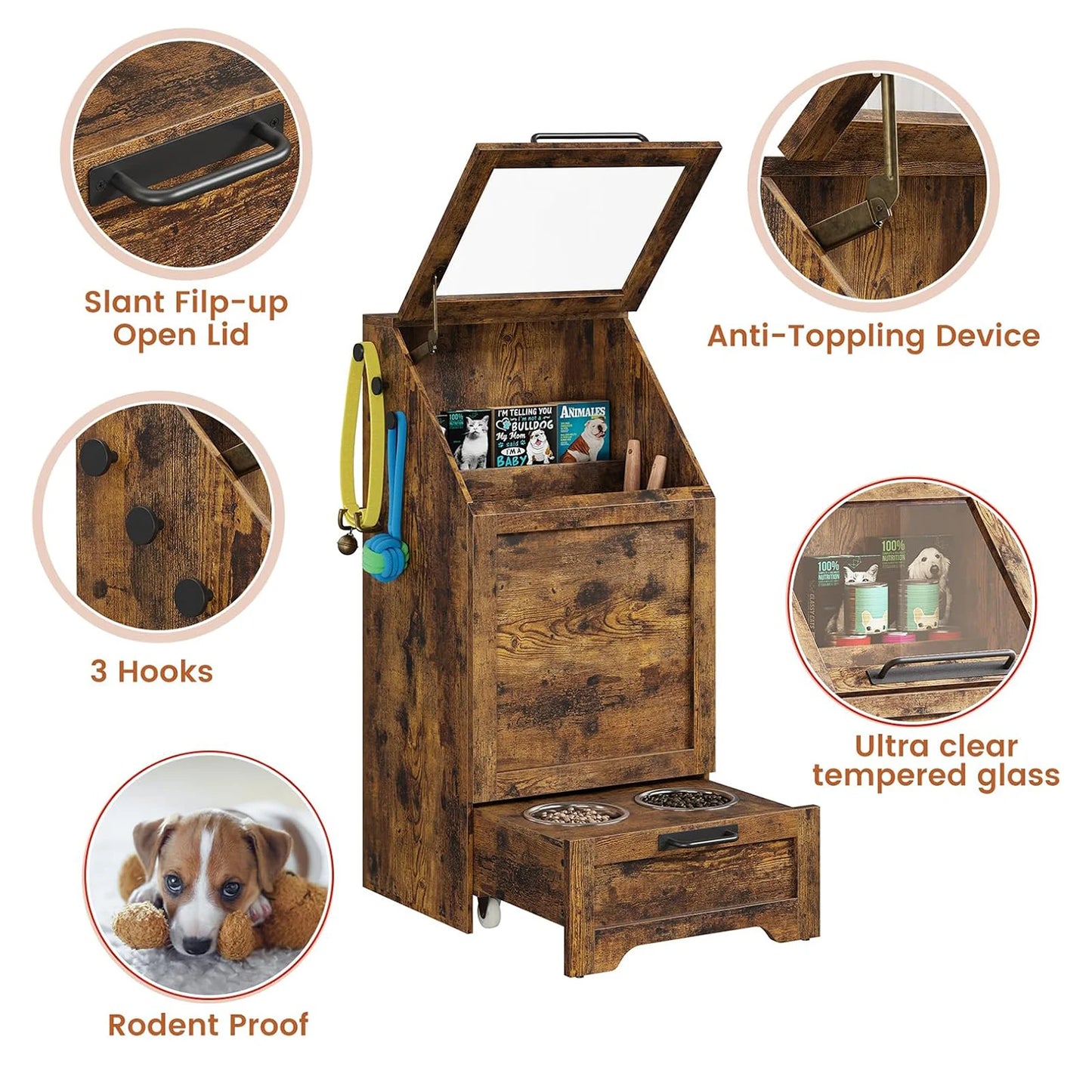 Elevated Dog Feeding Station with Storage Organizer