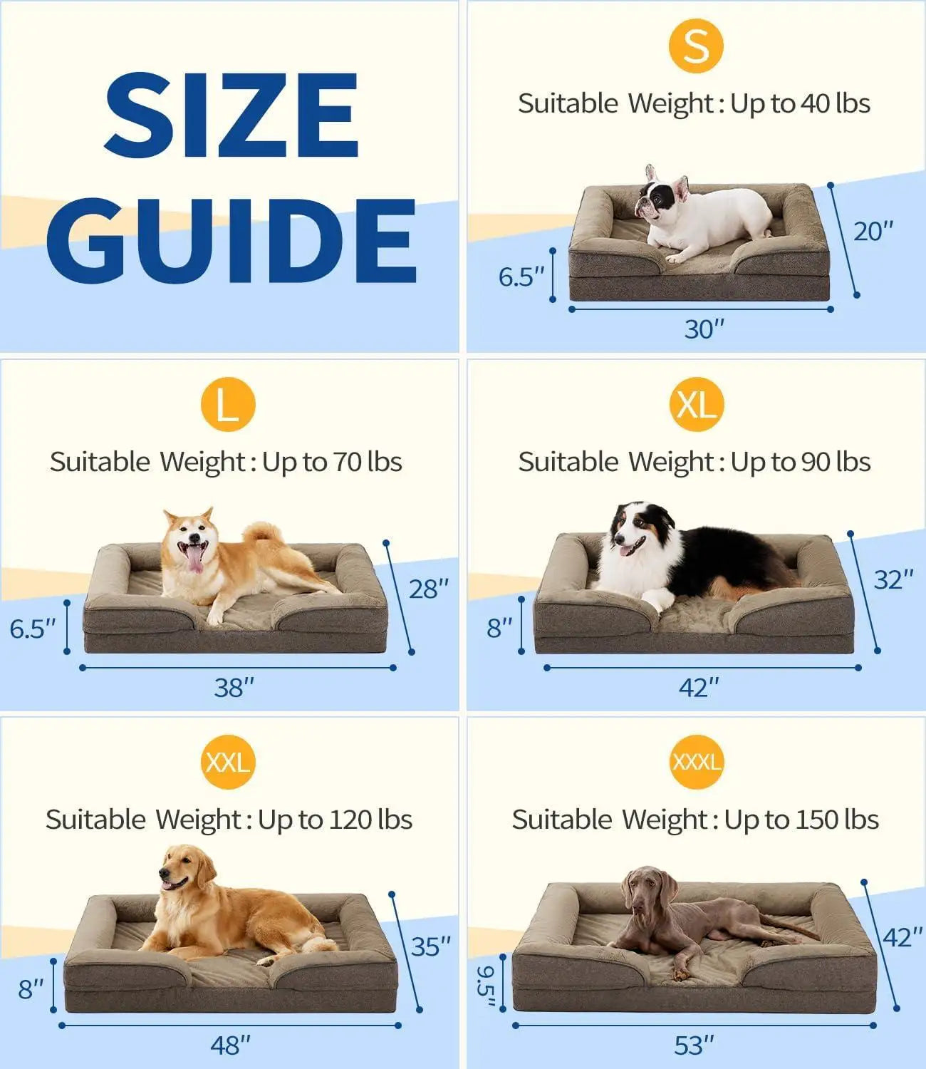 Large Orthopedic Dog Sofa with Washable Cover and Waterproof Lining