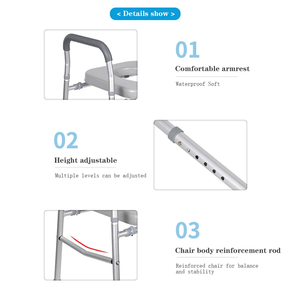 Adjustable Raised Toilet Seat with Handles for Elderly Support