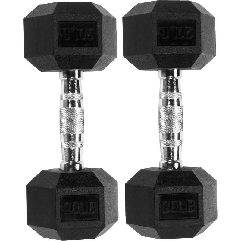 Hex Dumbbells Rubber Coated Hand Weights for Strength Training