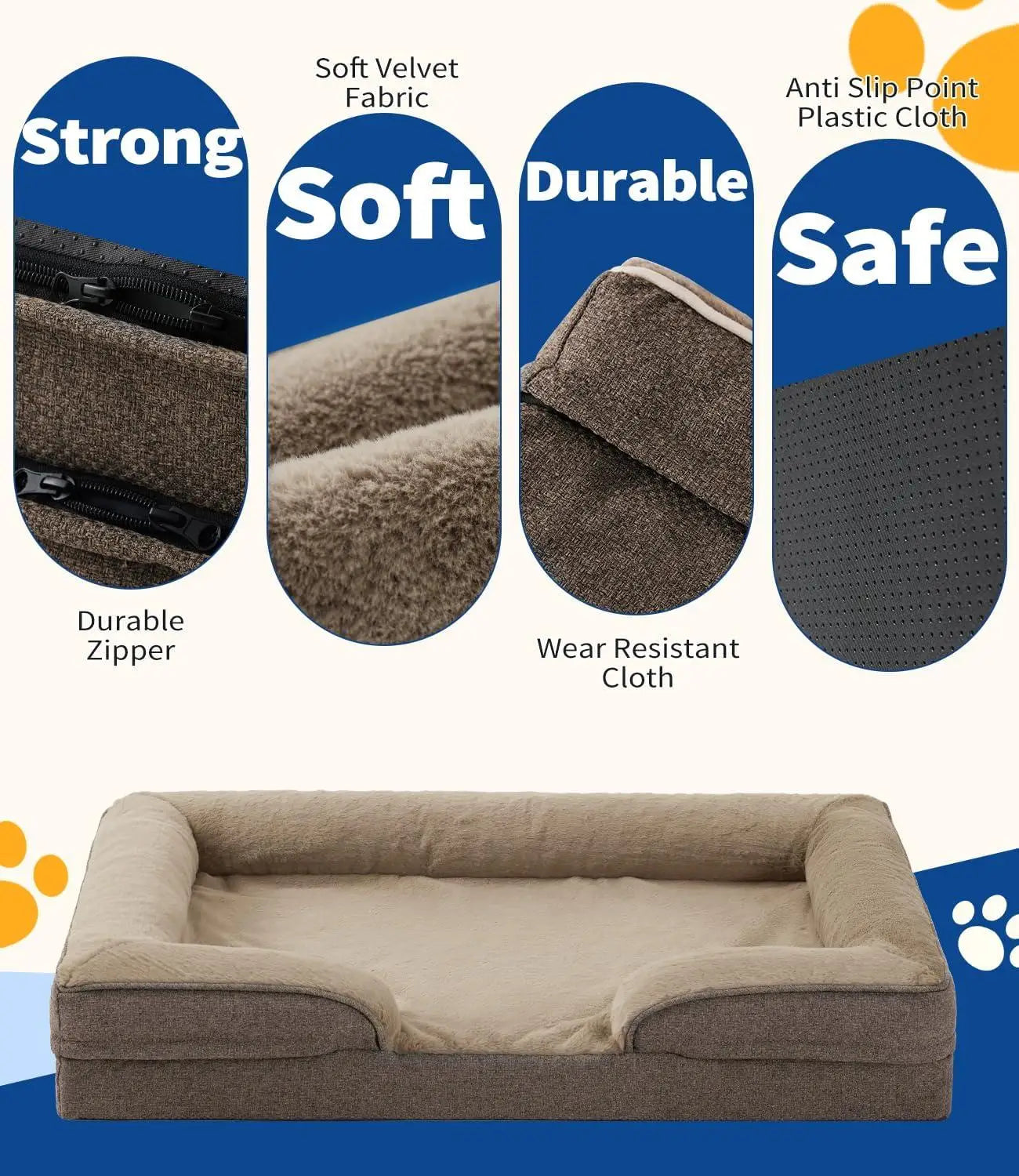Large Orthopedic Dog Sofa with Washable Cover and Waterproof Lining