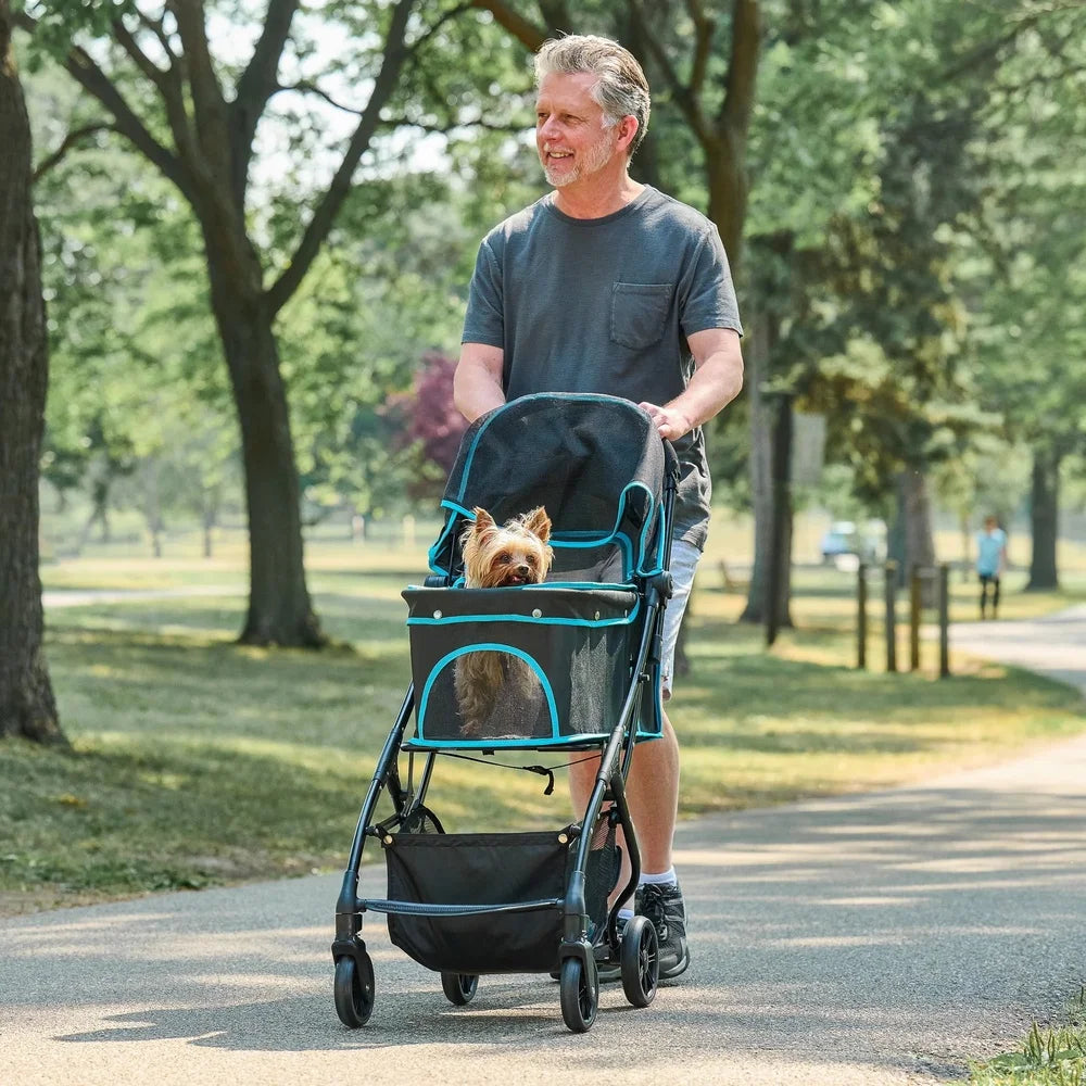 Lightweight Portable Pet Stroller with 360 Degree Swivel Wheels