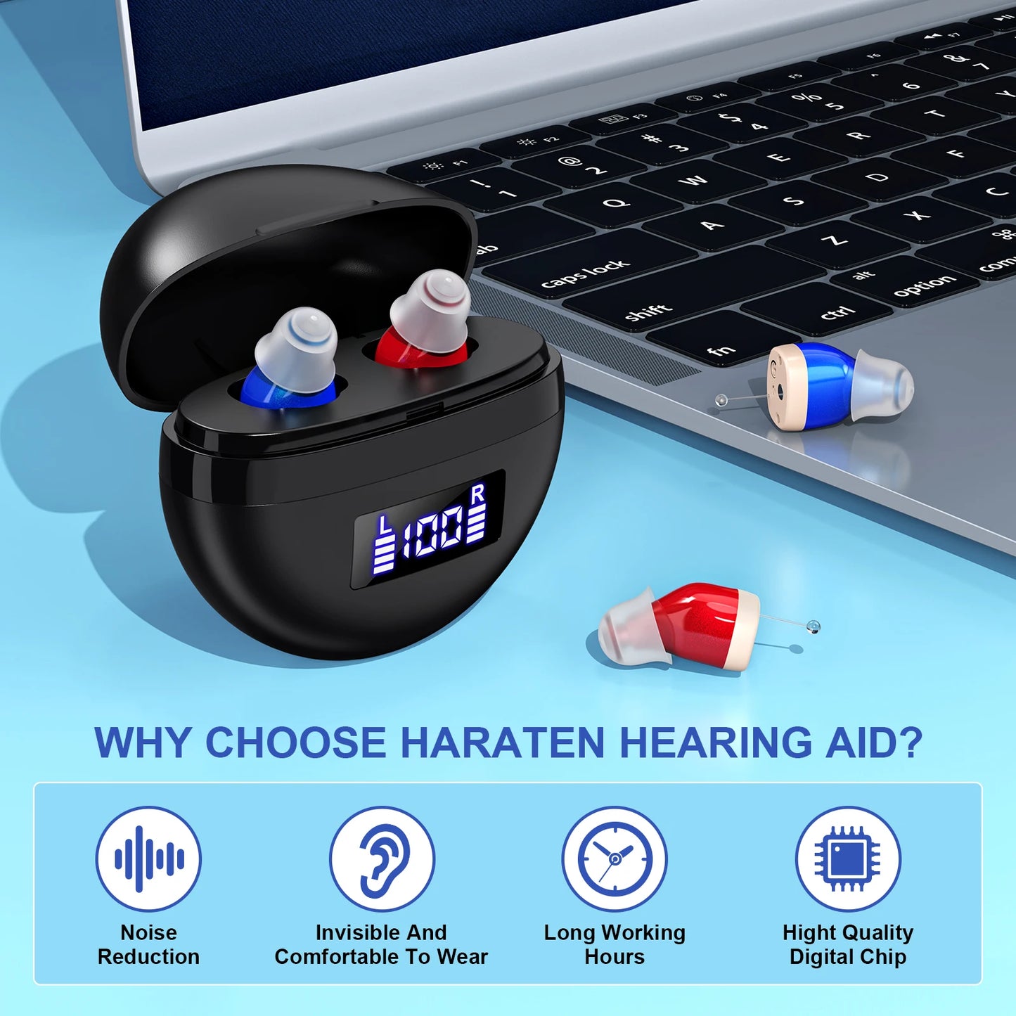 Portable In-Ear Hearing Amplifier with Noise Reduction