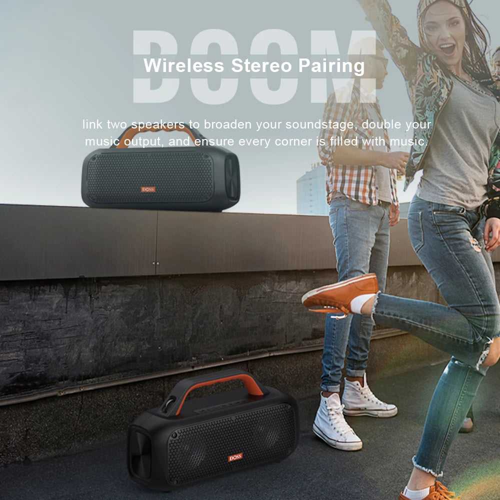 DOSS Outdoor Bluetooth Speaker with Powerful Bass and IPX6 Waterproof Design