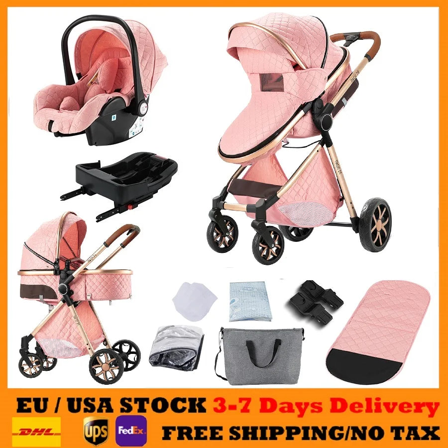Baby Stroller 3 in 1 with Isofix Car Seat for Newborns