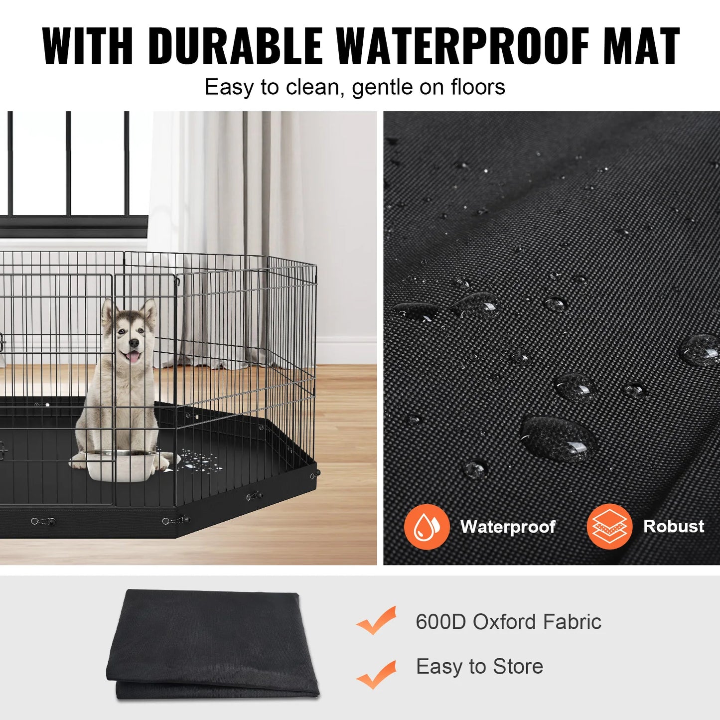 Foldable Dog Playpen with Bottom Pad for Outdoor Use