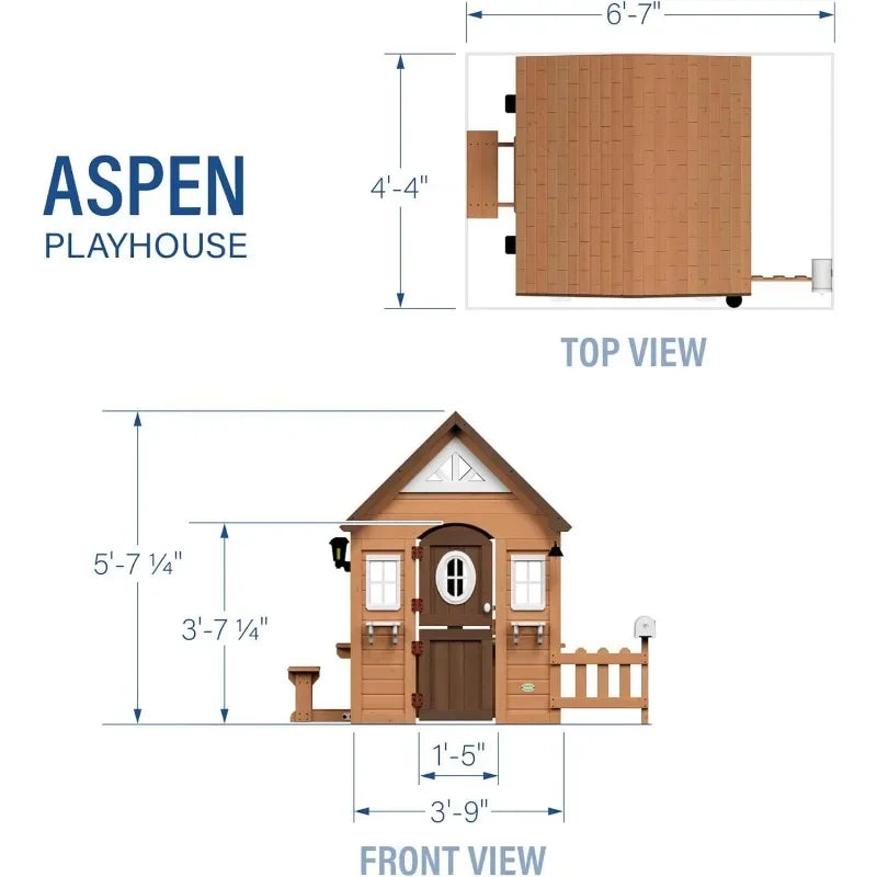 Wooden Kids Playhouse Cottage with Kitchen and Picnic Bench
