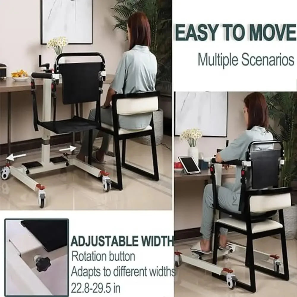 Home Patient Lift Chair with Silent Swivel Wheels and Adjustable Height