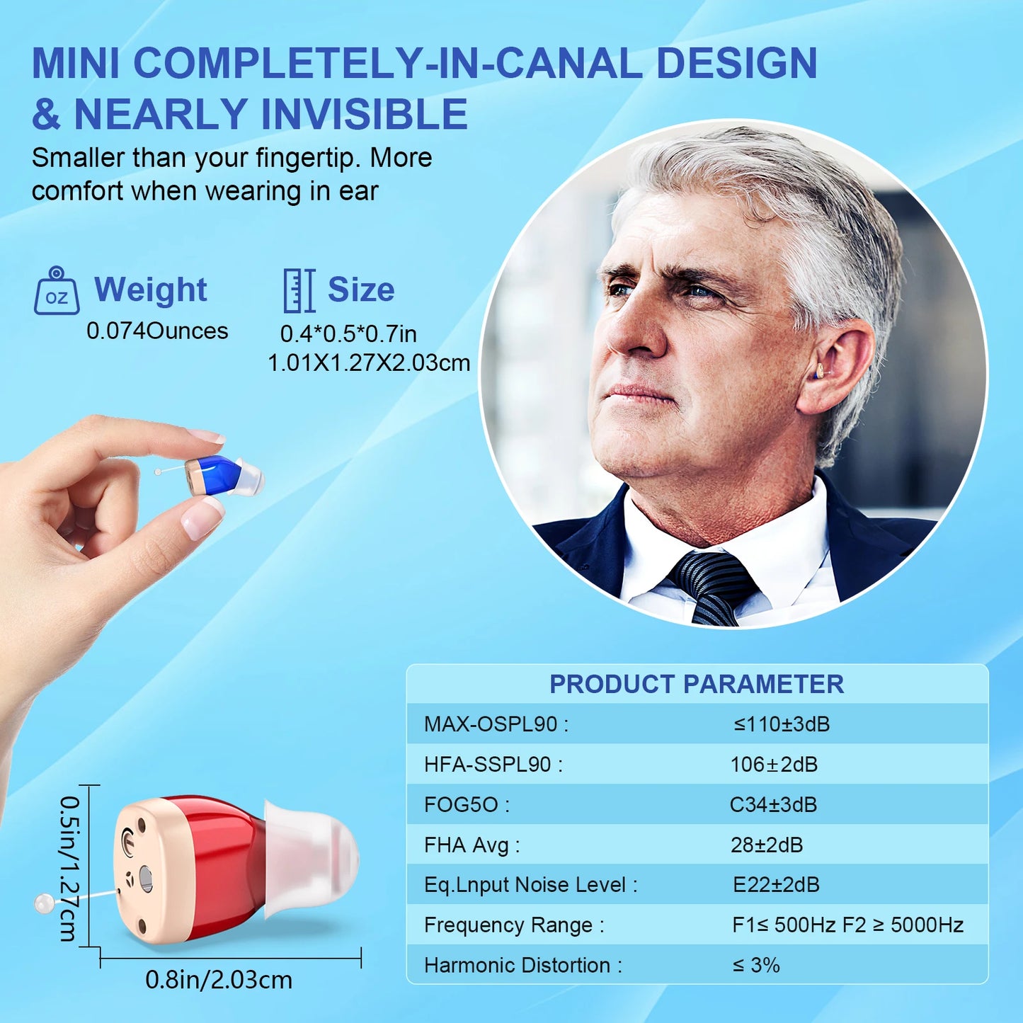 Portable In-Ear Hearing Amplifier with Noise Reduction