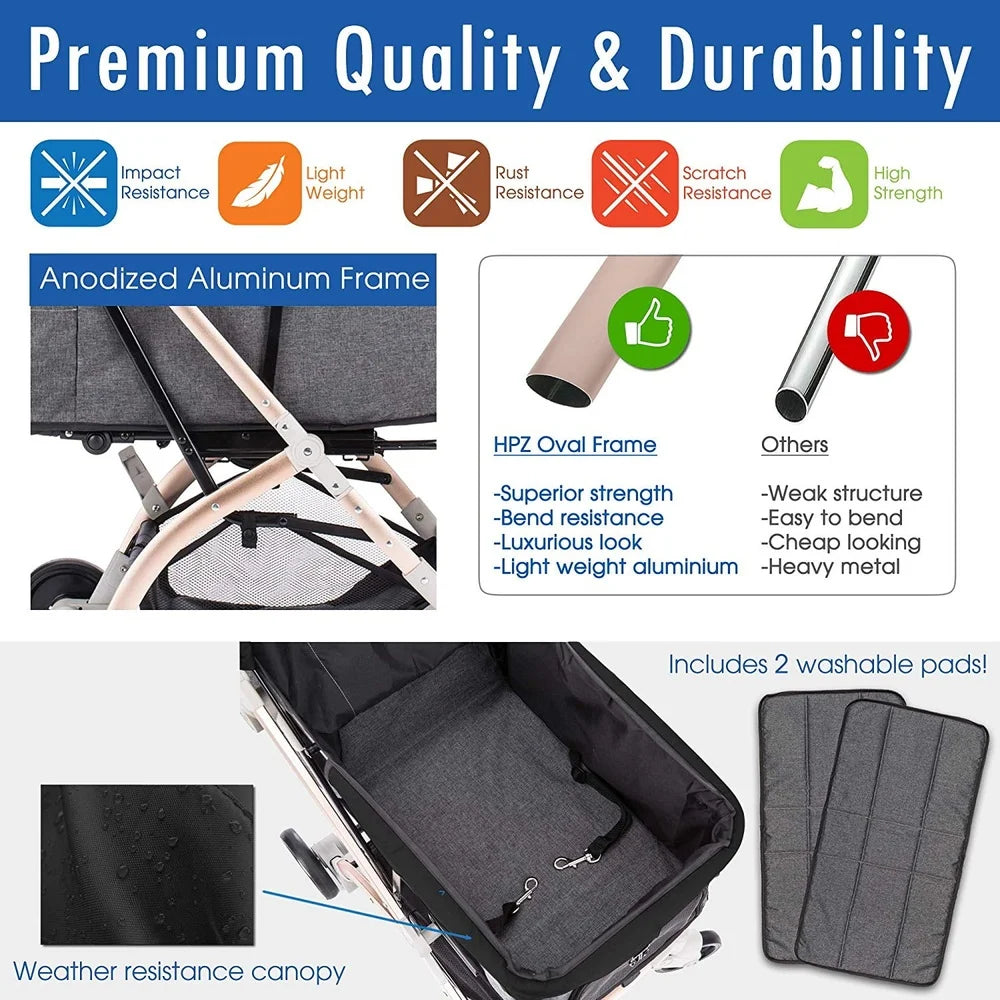 Lightweight Foldable Pet Stroller for Easy Travel