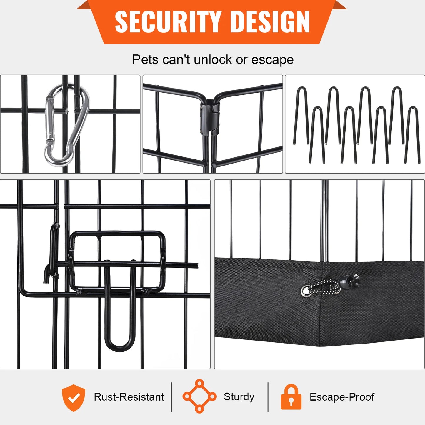 Foldable Dog Playpen with Bottom Pad for Outdoor Use