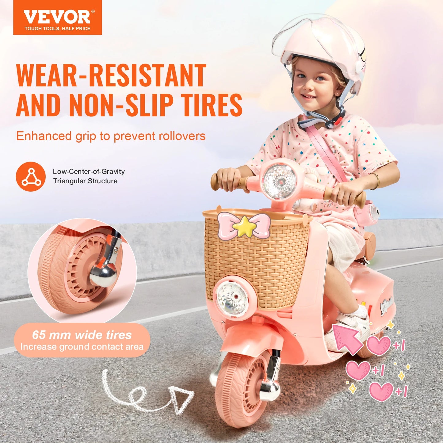 Kids Electric Ride On Motorcycle Battery Powered Trike with Safety Speed