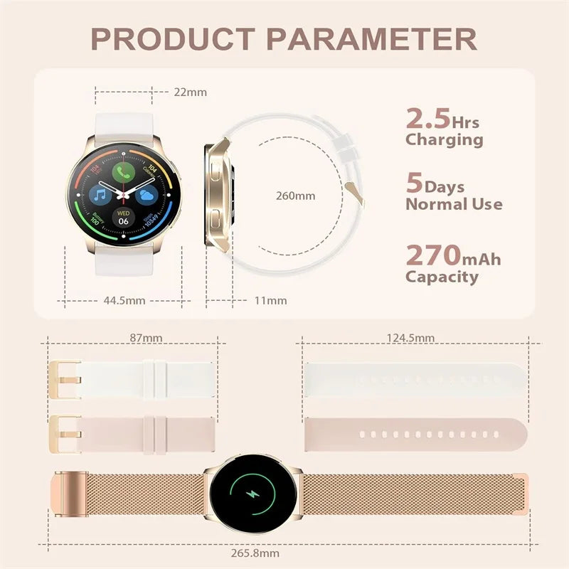 Smart Watch for Women with Fitness Tracker and Waterproof Design