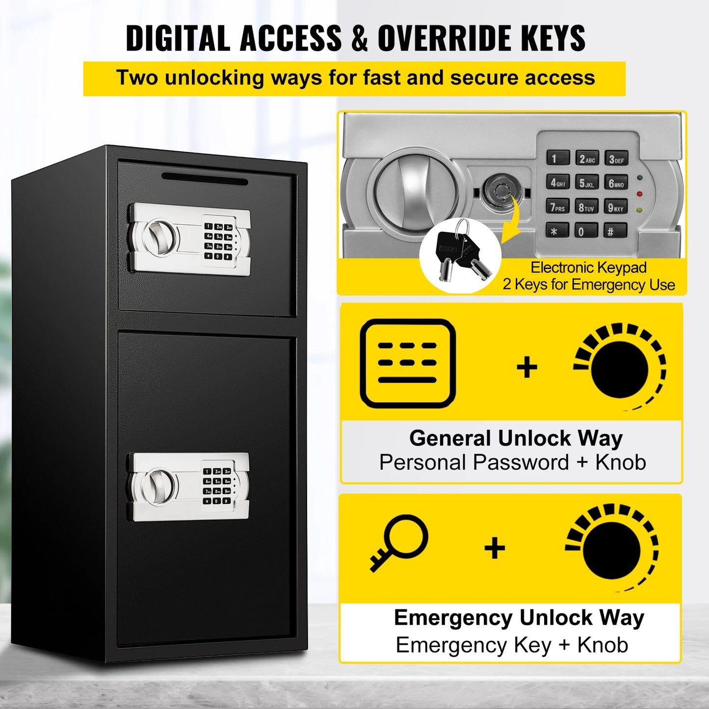Secure 33 Inch Double Door Safe Deposit Box with Electronic Lock