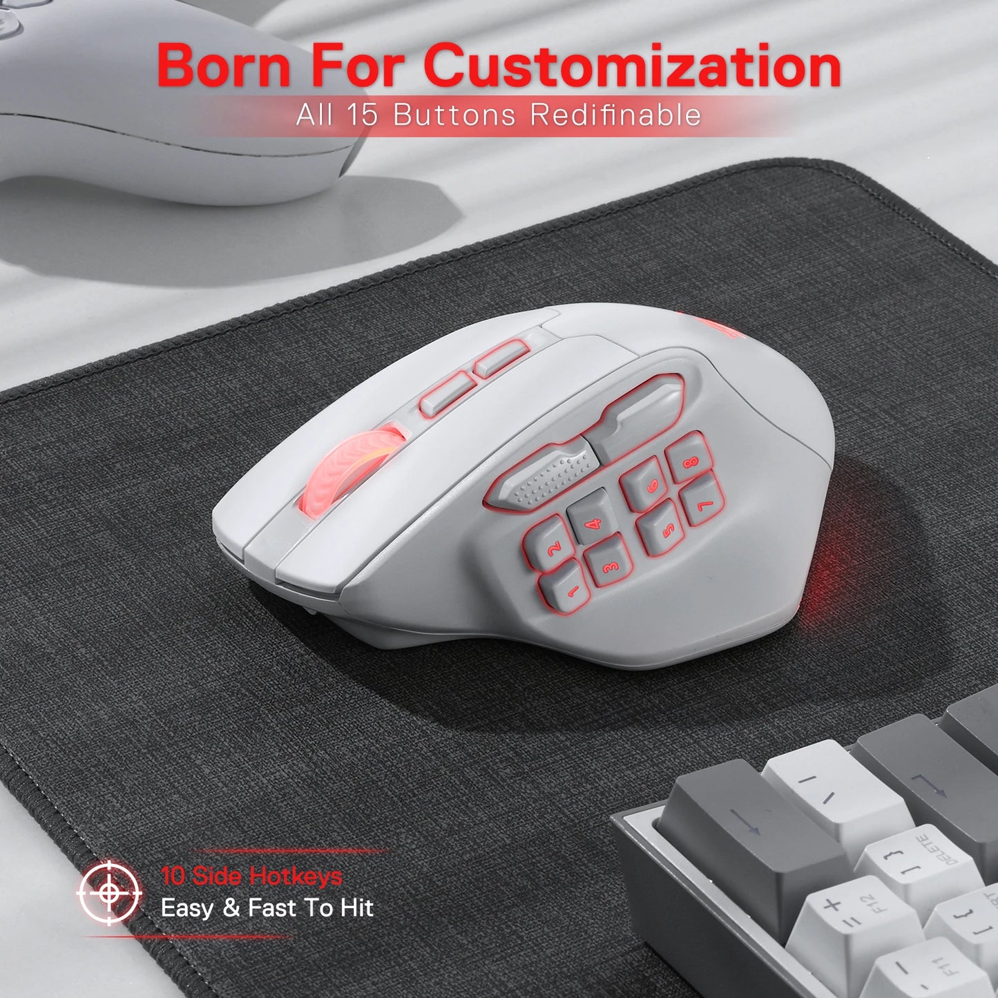 Redragon M811 Pro Wireless Gaming Mouse With 15 Programmable RGB Buttons