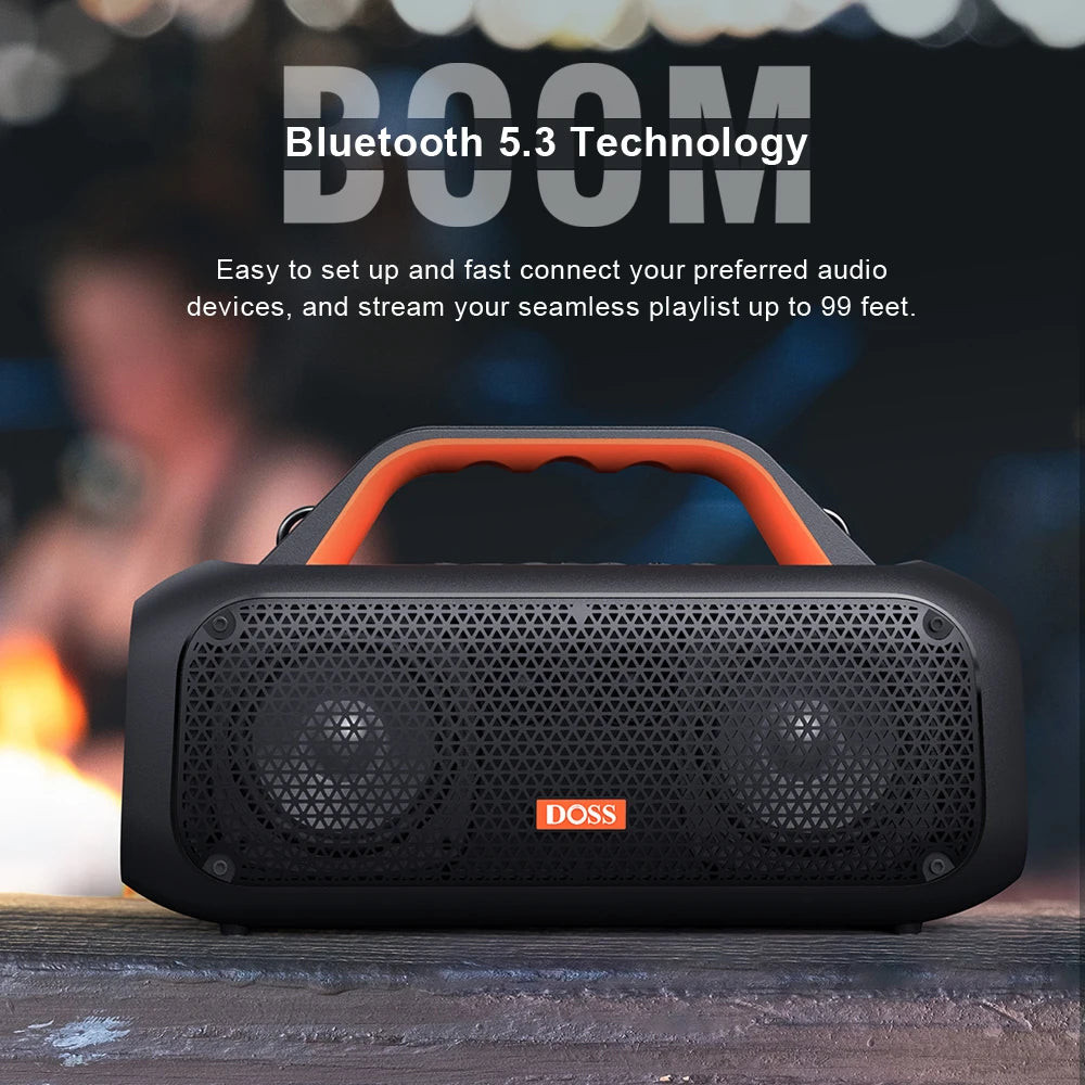 DOSS Outdoor Bluetooth Speaker with Powerful Bass and IPX6 Waterproof Design
