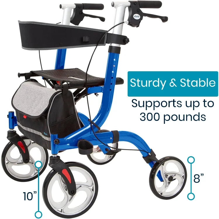 Lightweight Folding Rollator Walker with Comfortable Seat