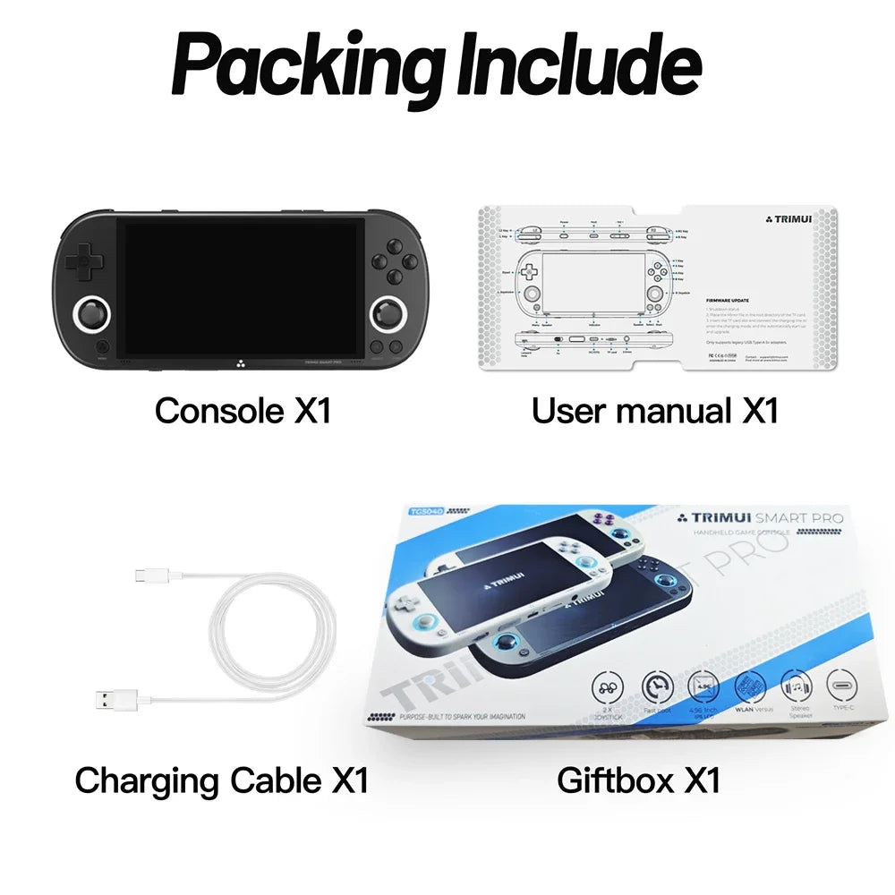 Trimui Smart Pro Handheld Game Console 4.95 Inch IPS Screen Retro Gaming Player
