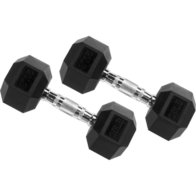 Hex Dumbbells Rubber Coated Hand Weights for Strength Training