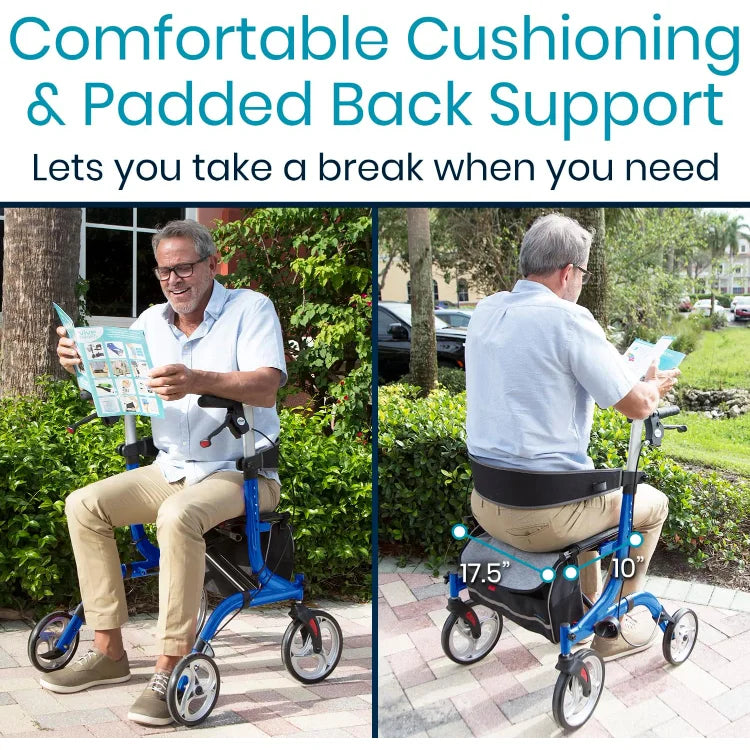 Lightweight Folding Rollator Walker with Comfortable Seat