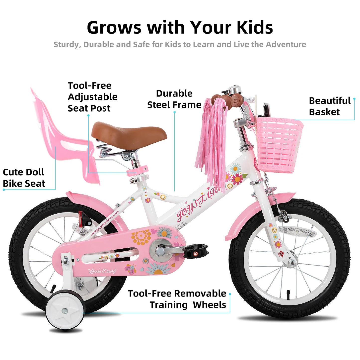 Joystar Kids Bike for Ages 2-7 with Safety Flag and Doll Seat