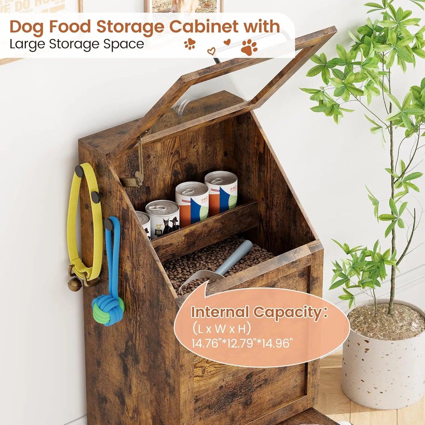 Elevated Dog Feeding Station with Storage Organizer