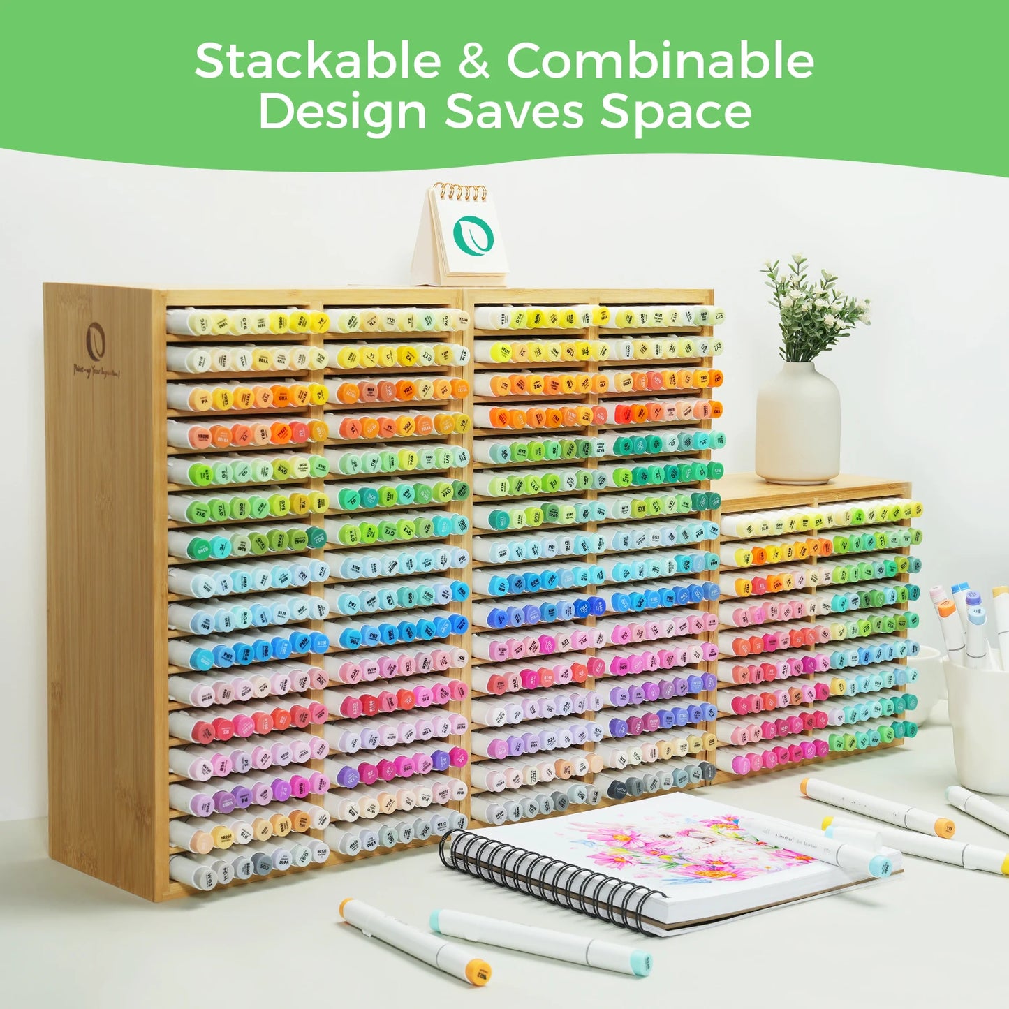 Ohuhu Bamboo Marker Organizer for Easy Desktop Storage