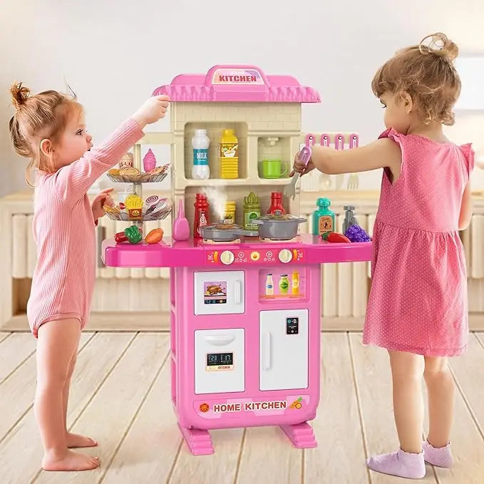 Realistic Play Kitchen Set with Pretend Food for Kids