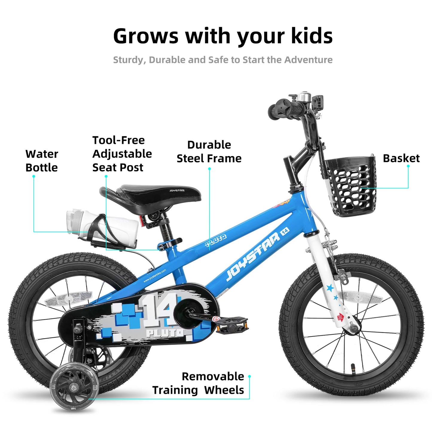 Joystar Kids Bicycle with Light Up Training Wheels for Ages 3-12