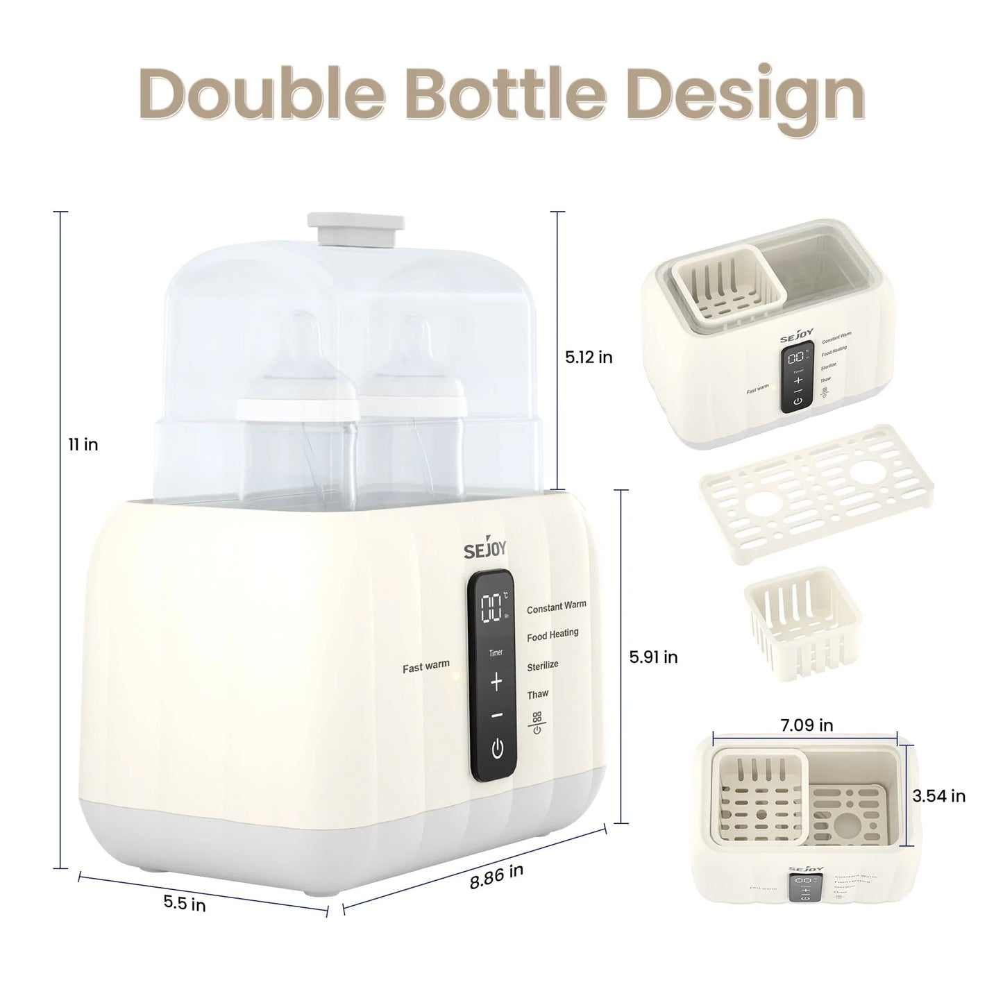 Sejoy 6-in-1 Baby Bottle Warmer Fast Heating with LCD Display