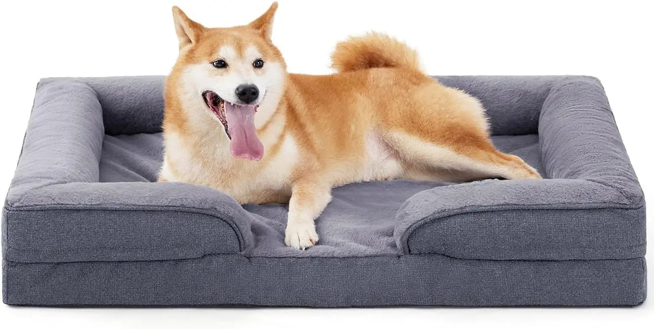 Large Orthopedic Dog Sofa with Washable Cover and Waterproof Lining