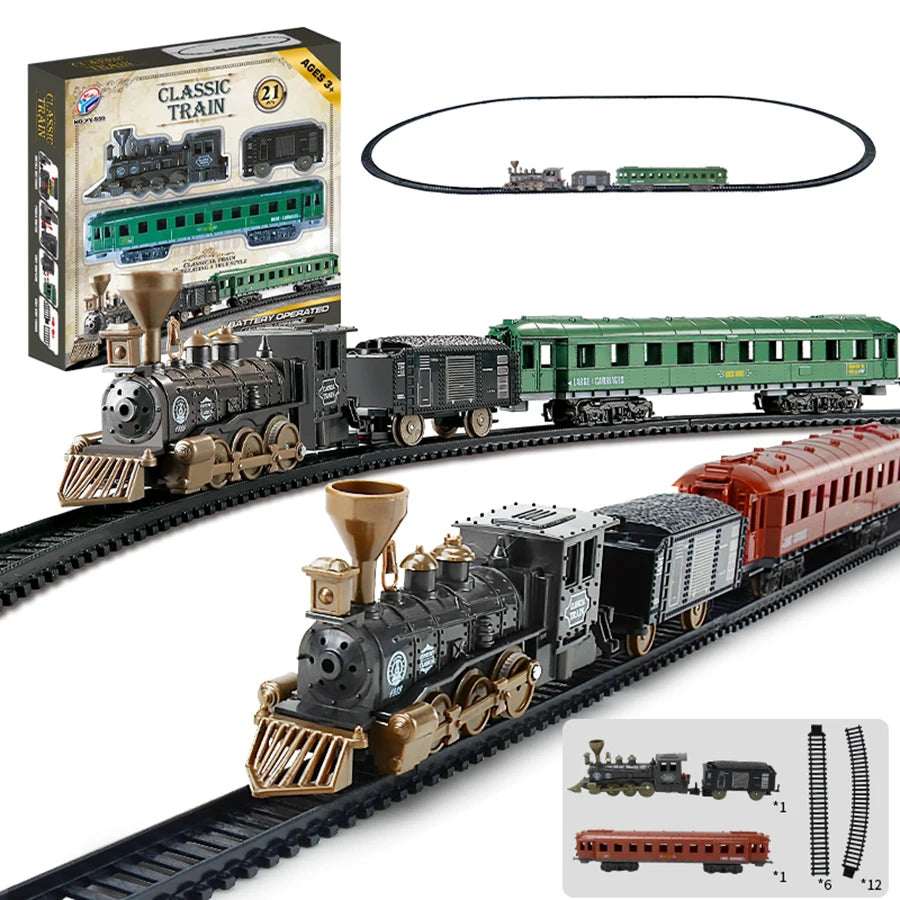 21PCS Retro Electric Train Set for Kids Birthday Gift