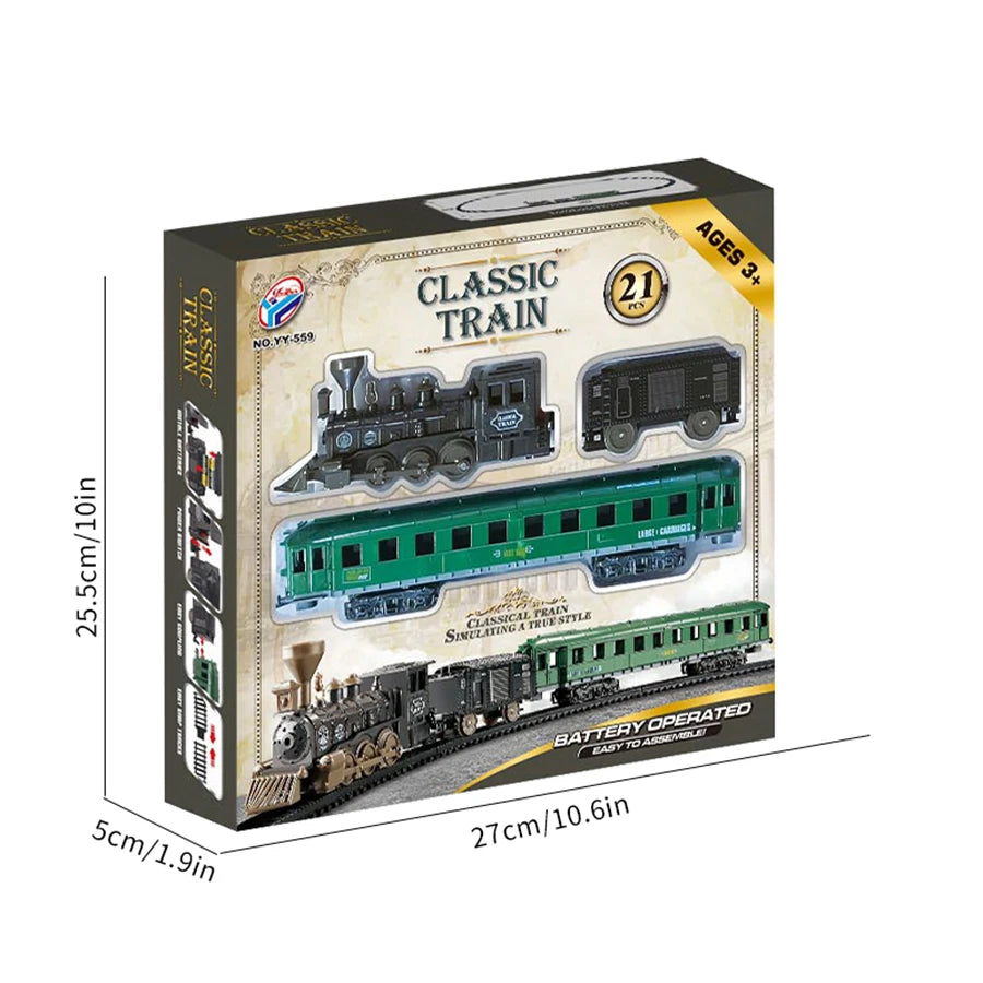 21PCS Retro Electric Train Set for Kids Birthday Gift