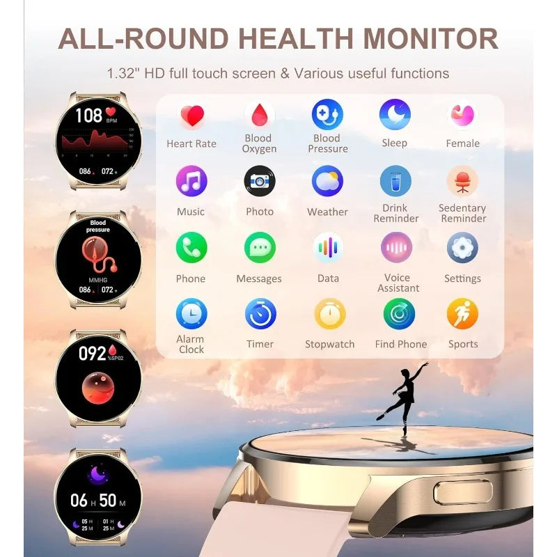Smart Watch for Women with Fitness Tracker and Waterproof Design