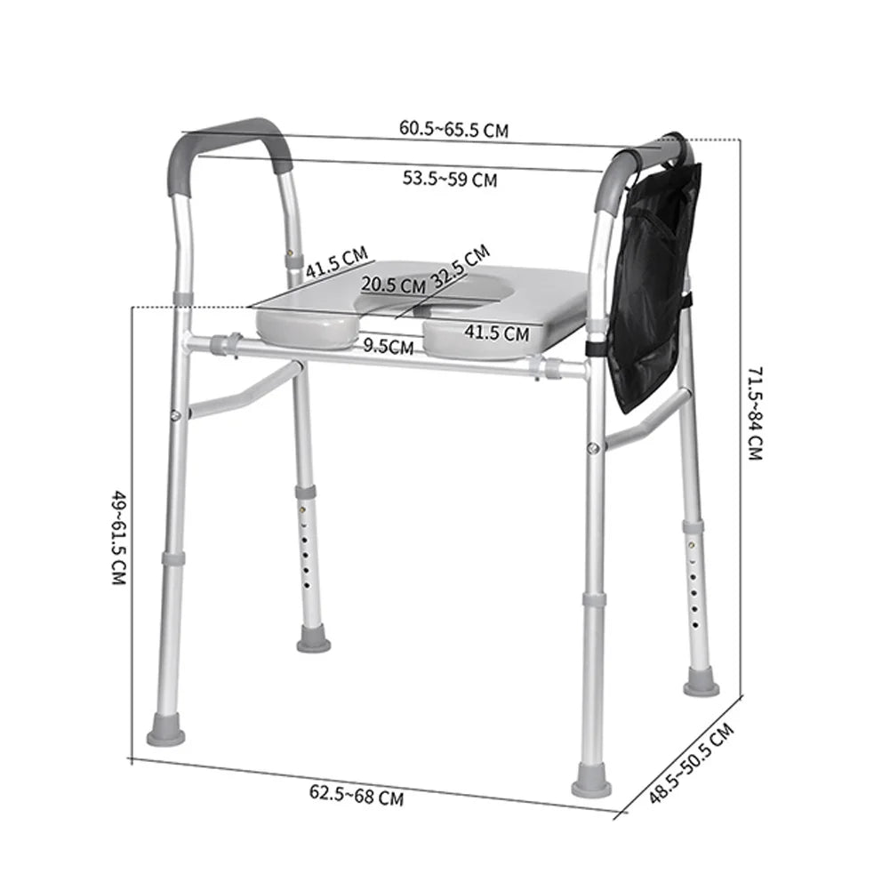 Adjustable Raised Toilet Seat with Handles for Elderly Support