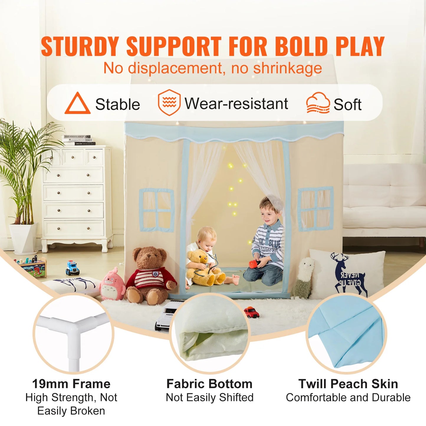 SucceBuy Kids Play Tent with Mat and Lamp for Toddlers
